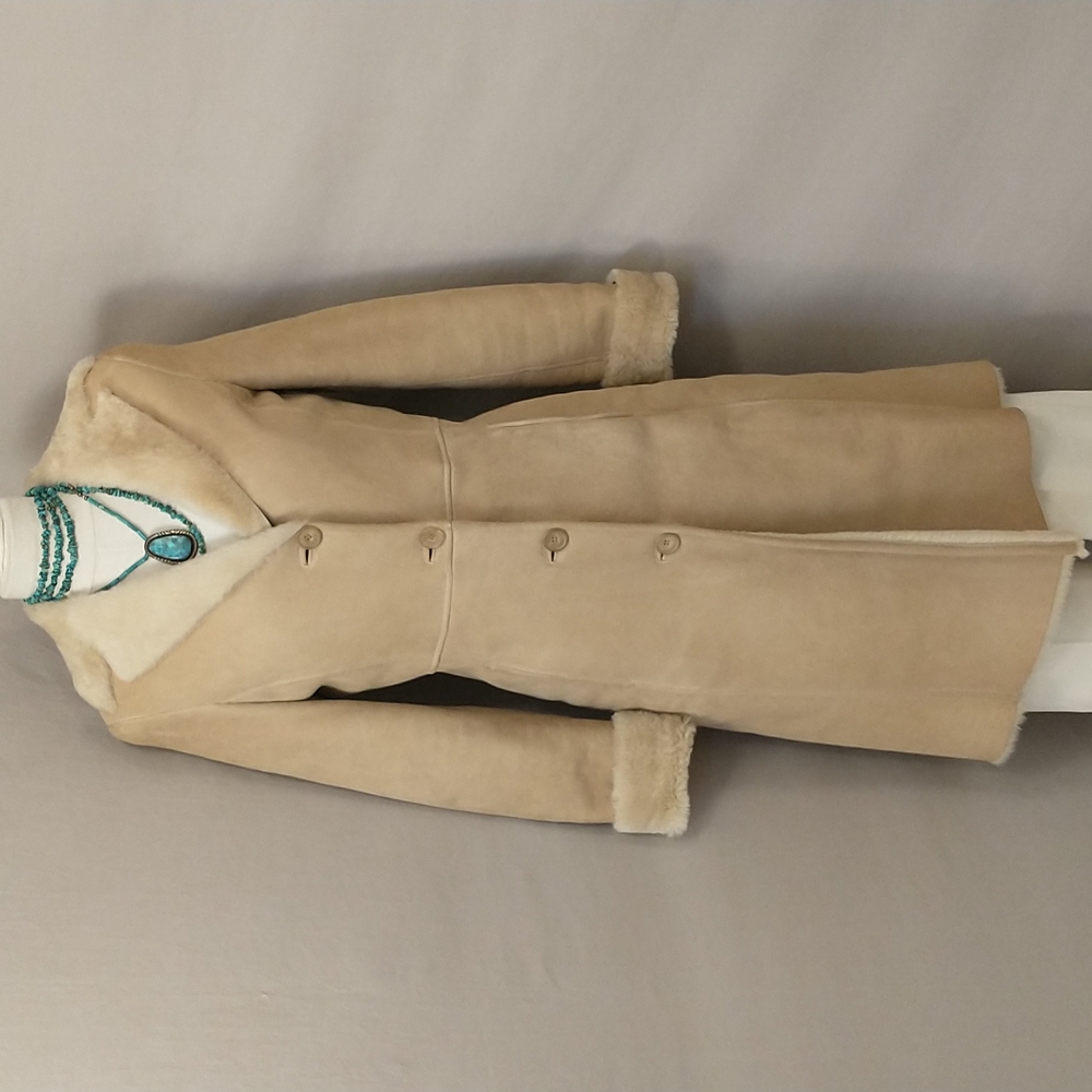 Shearling Coat J. Crew Natural Lamb Skin Fur Lined Quality Size XS Penny Lane